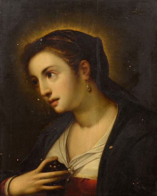 GELDORP, GORTZIUS (Löwen 1553 - 1618 Cologne) Maria Magdalena. 1607. Oil on panel. Monogrammed and dated upper right: 1607 GG (ligature) F. 51 x 40 cm. Provenance: - Koller Auctions, Zurich, 23.3.2007, Lot 3056. - Private collection.