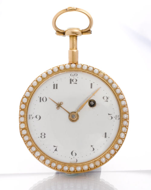 Gold and enamel pocket watch, ca. 1780.