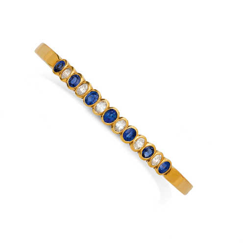 SAPPHIRE AND DIAMOND BANGLE.