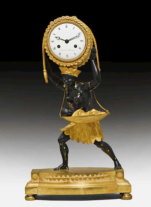 MANTEL CLOCK "LA NOURRICE AFRICAINE", WITH PENDULUM