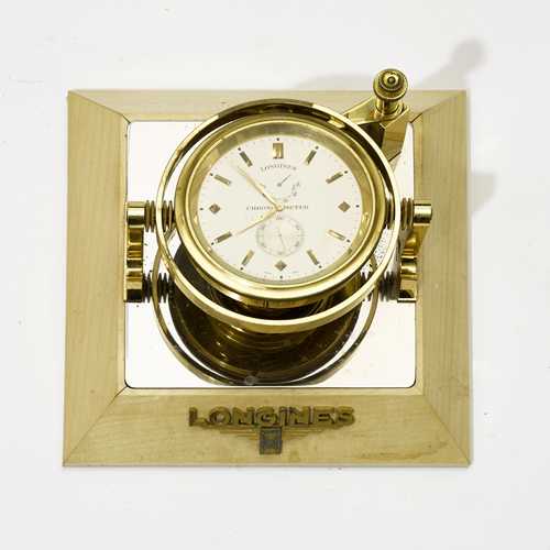 LONGINES TABLE CLOCK in the style of a marine chronometer late