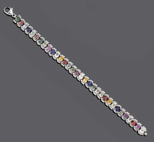 MULTICOLOUR SAPPHIRE AND DIAMOND BRACELET.