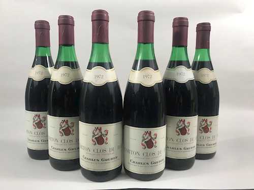 6 Fl. Corton Charles Gruber Clos du Roi Grand Cru 0.75 L 1972