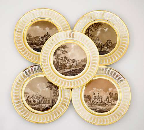 A SERIES OF 18 CABINET PLATES IN EMPIRE STYLE