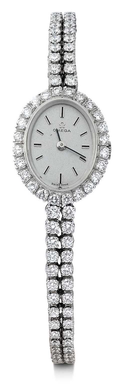 Omega, sehr seltene und elegante Diamant-Damenuhr.