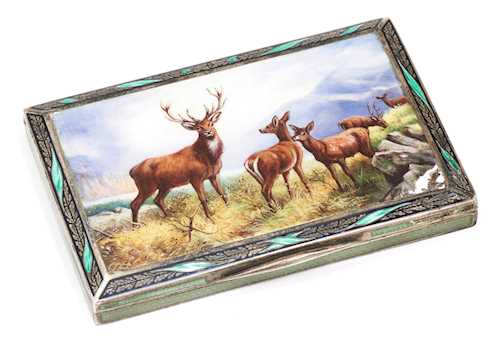 SILVER AND ENAMEL BOX