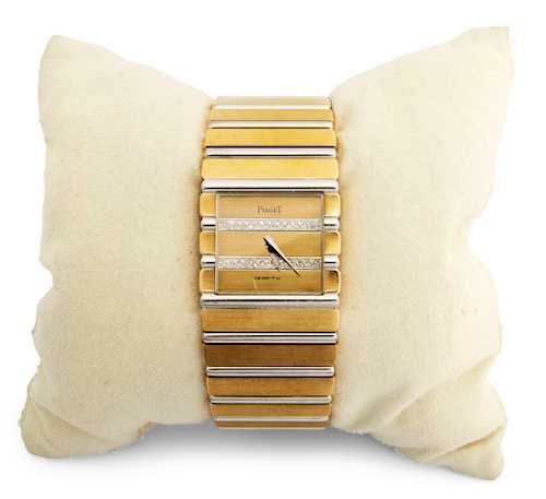 GOLD AND DIAMOND LADY'S WRIST WATCH, BY PIAGET.