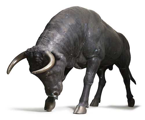 LIFE-SIZE BRONZE FIGURE OF A BULL