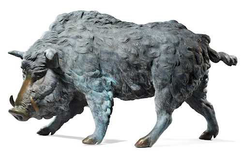 BRONZE FIGURE OF A WILD BOAR