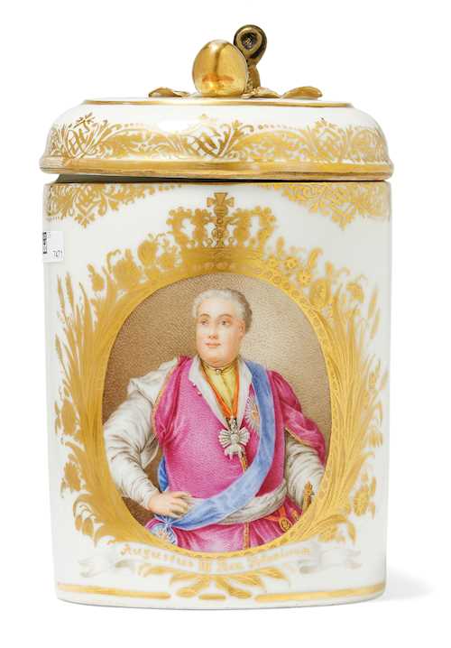 CYLINDRICAL TANKARD WITH THE PORTRAIT OF AUGUSTUS III, KING OF POLAND