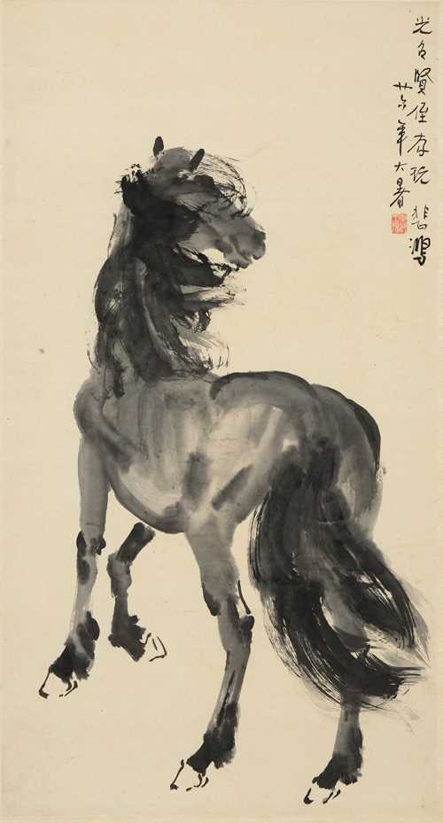 徐悲鴻(1895 – 1953)。 1937年， 87 × 46厘米。