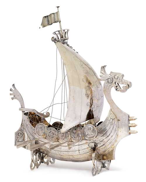 LARGE TABLE ORNAMENT DESIGNED AS A SHIP