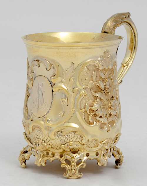 SILVER GILT BEAKER WITH HANDLE