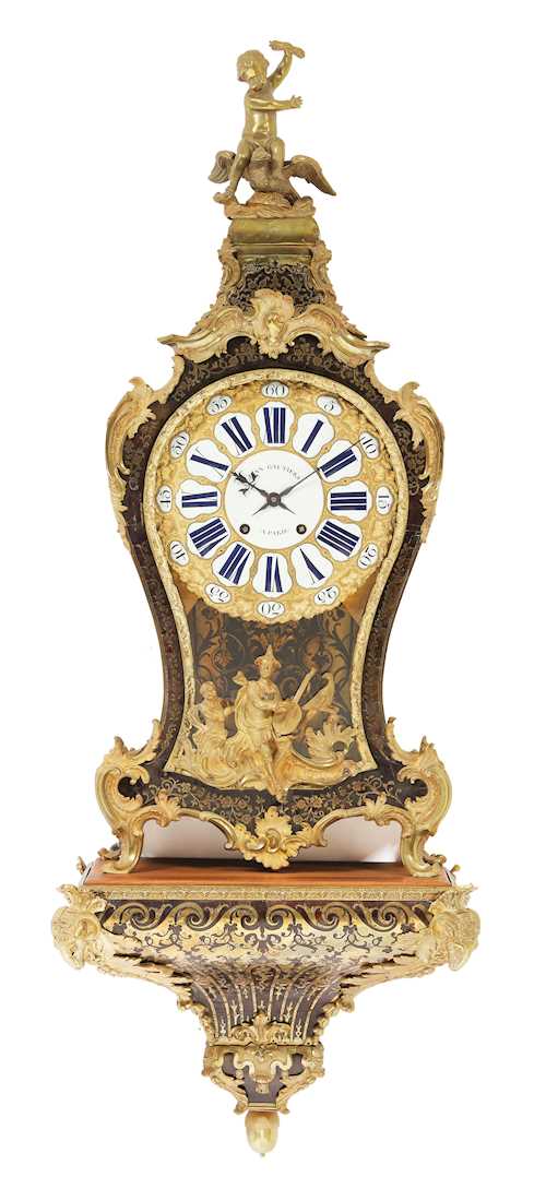 BOULLE PENDULUM CLOCK ON PLINTH