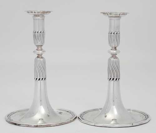 PAIR OF TRUMPET CANDLESTICKS