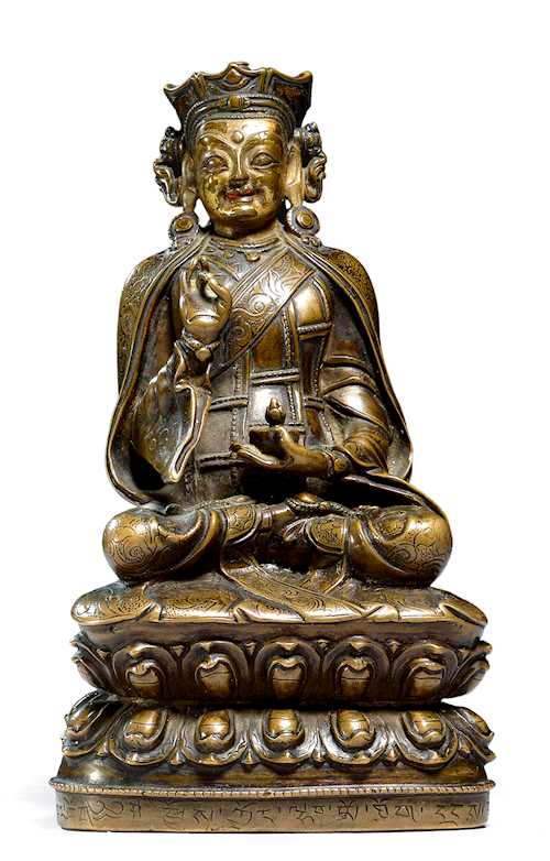 A BRONZE FIGURE OF PADMASAMBHAVA.