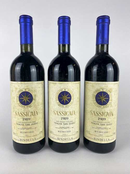 3 bts Bolgheri Tenuta San Guido "Sassicaia" 0.75 L 1989