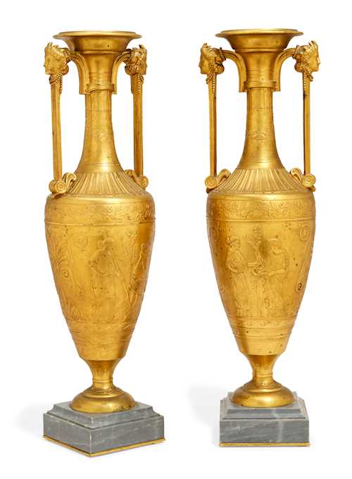 A PAIR OF ORNAMENTAL AMPHORAS