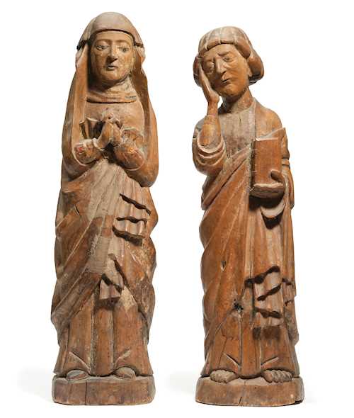 LOT COMPRISING TWO FIGURES OF SAINTS: MARY AND JOHN