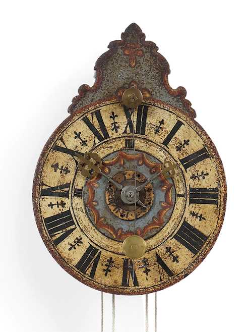 IRON CLOCK WITH ALARM AND FRONT PENDULUM