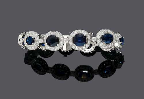 SAPPHIRE AND DIAMOND BRACELET, MAX ZUBLER, Zurich.