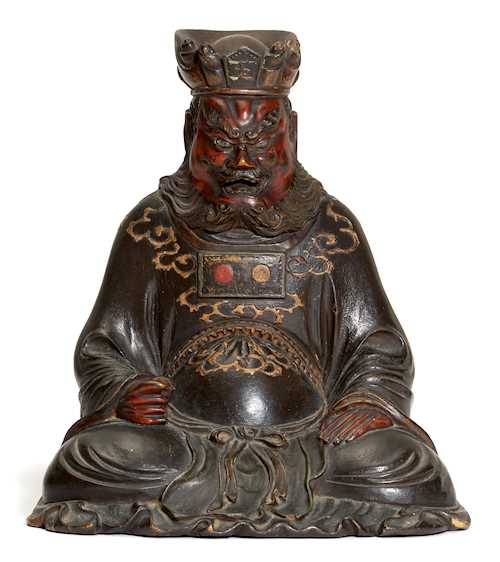 A WOOD FIGURE OF ENMA-O (KING OF HELL).