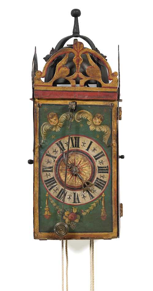 ONE HAND IRON CLOCK WITH FRONT PENDULUM