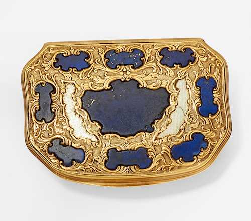 LAPIS LAZULI AND MOTHER-OF-PEARL BOX, ca. 1850.