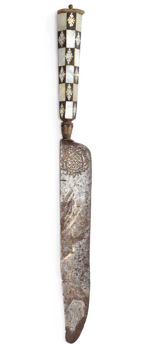 KNIFE WITH THE COATS OF ARMS OF CHARLES DE L'AUBESPINE (1580 – 1653).