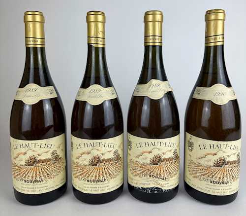 Lot of 4: 3 bts Vouvray Huet "Le Haut-Lieu" Demi-Sec 0.75 L 1989; 1 bt Vouvray Huet " Le Haut-Lieu" Sec 0.75 L 1990