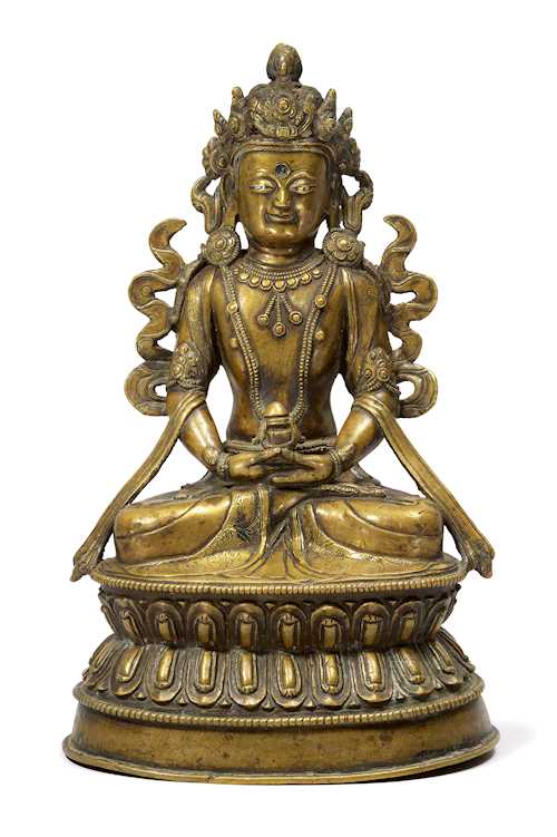 A BRONZE FIGURE OF AMITAYUS.