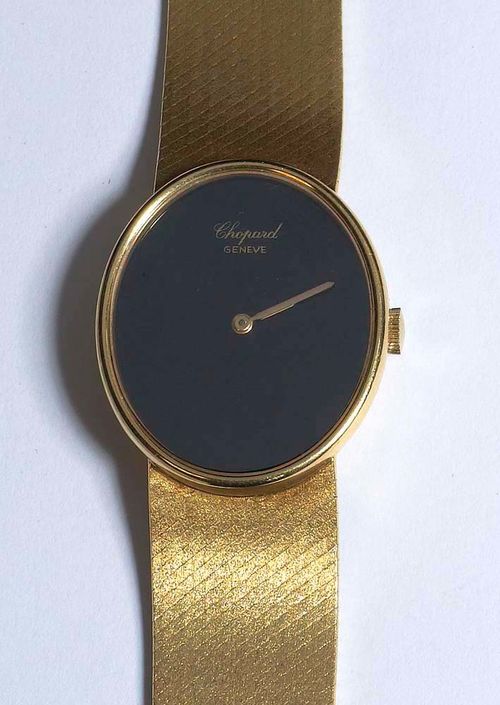 GOLD AND ONYX WRISTWATCH CHOPARD ca. 1980. Yellow gold 750 77g