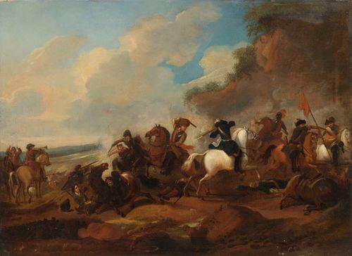 FRANCE, 18TH CENTURY Battle scene. Oil on canvas. 46 x 61 cm.