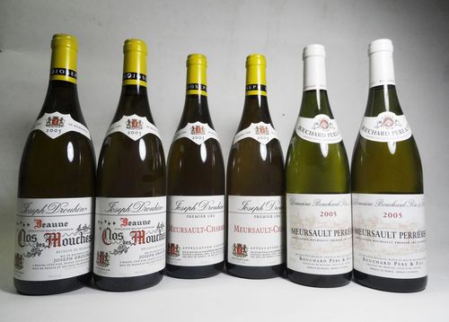 6 bts: 2 bts Meursault Bouchard P&F Les Perrières   BLANC 75cl   2005, 2 bts Meursault J. Drouhin Les Charmes   BLANC 75cl   2005, 2...