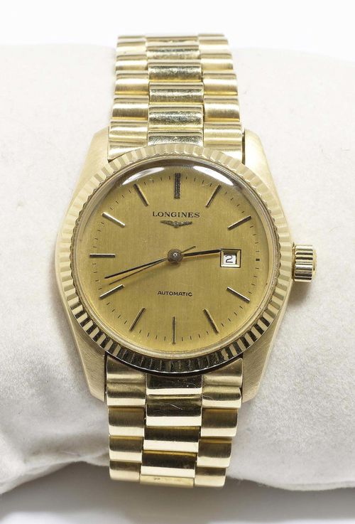 A LADY S WRISTWATCH AUTOMATIC LONGINES 1970 s. Yellow gold 750