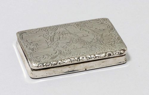 SMALL SILVER CASE,Vienna 1844. 8.4 x 5.3 x 1.5 cm, 80 g. Provenance: From the estate of Baroness Ingeborg-Dorothée of Fürstenberg.