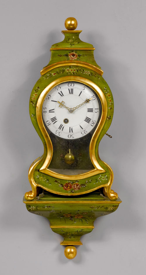 PAINTED CLOCK ON PLINTH,