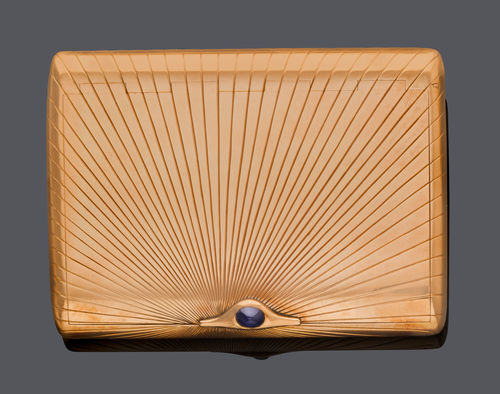 SAPPHIRE AND GOLD CIGARETTE CASE, probably St. Petersburg, ca. 1900.