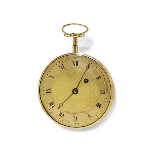 POCKET WATCH 1 4 REPEATER BREGUET ET FILS ca. 1820. Pink gold and silver 105g. Polished case No. 2620 with ribbed profile. Gold coloured dial with engine turned centre and black Roman numerals and blu...