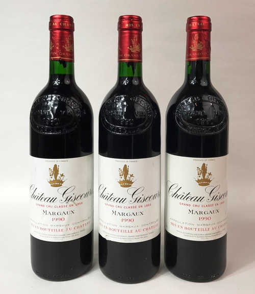 3 bts Margaux Ch. Giscours 3ème Grand Cru Classé 0.75 L 1990