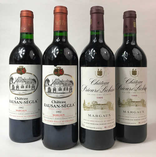 2 bts Margaux Ch. Rauzan-Segla 2ème Grand Cru Classé 0.75 L 1992; 2 bts Margaux Ch. Prieuré Lichine 2ème Grand Cru Classé 0.75 L 1994