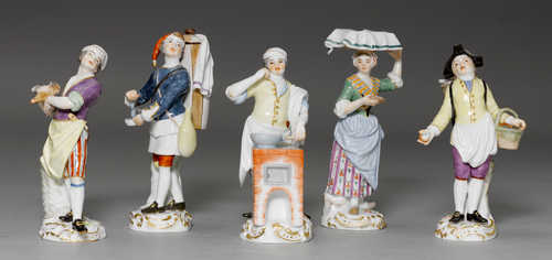 LOT OF 5 CRIERS FROM A SERIES OF THE CRIS DE PARIS FIGURES,