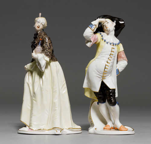 TWO COMMEDIA DELL'ARTE FIGURES 'DOTTORE' AND 'DONNA MARTINA',