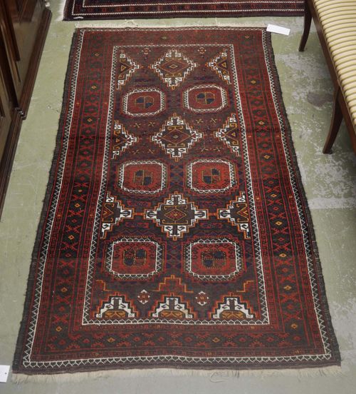 BELOUCH CARPET, antique.Heavy traces of wear, 100x200 cm.