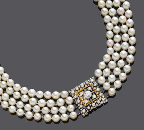 PEARL AND DIAMOND NECKLACE, BY BUCCELLATI, ca. 1950.