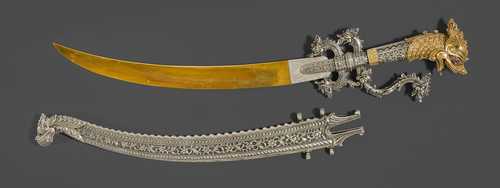 A SHORT SWORD WITH GILT BLADE (KASTANE). Sri Lanka, 20th c