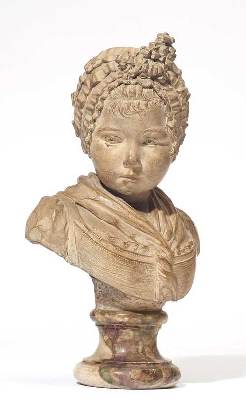 TERRACOTTA BUST OF A GIRL,