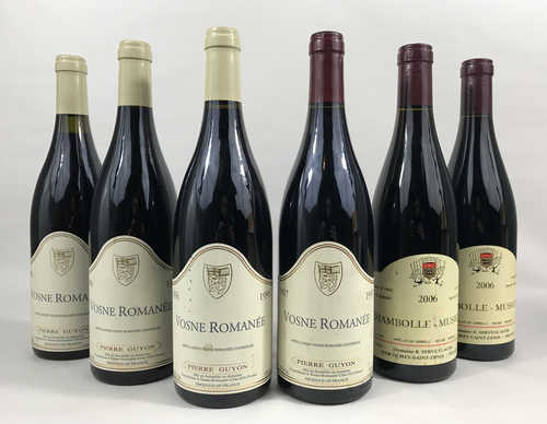 2 bts Chambolle-Musigny Domaine Bernard Serveau & Fils 2006; 3 bts Vosne-Romanée Pierre Guyon 1996; 1 bt Vosne-Romanée Pierre Guyon 1997