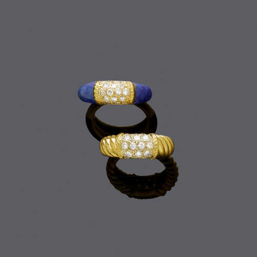 SET VON GOLD-DIAMANT UND LAPISLAZULI-DIAMANT-RING, VAN CLEEF & ARPELS, um 1965.