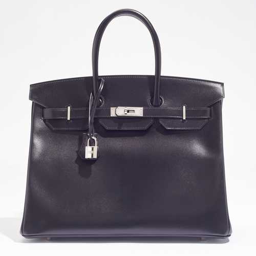 HERMÈS PARIS MADE IN FRANCE. SAC "Birkin"35 aus schwarzem Ka